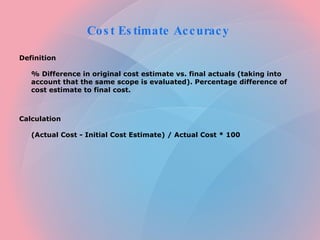Cost Estimate Accuracy  ,[object Object],[object Object],[object Object],[object Object]
