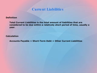 Current Liabilities  ,[object Object],[object Object],[object Object],[object Object]