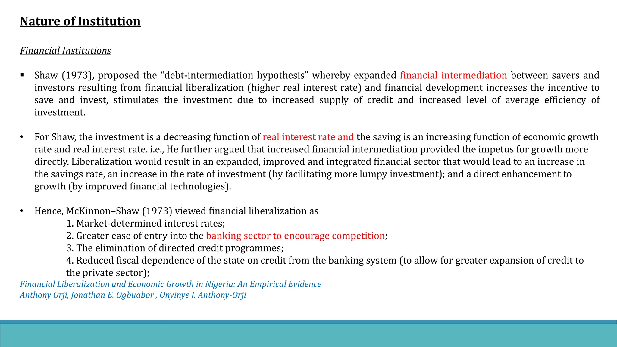 Financial Liberalization Theory detailed | PPTX
