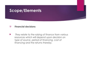Financial management scope, elements, functions and importance | PPT