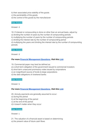 Financial Management Practice Questions Financial Management Questions and Answers | PDF