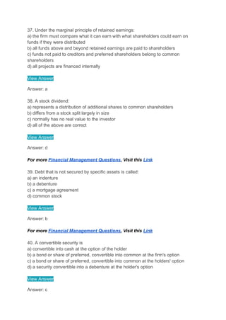 Financial Management Questions and Answers | PDF