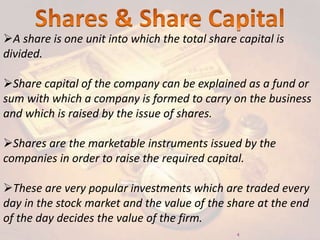 Shares Management Shares and Debentures - Financial Management | PPTX