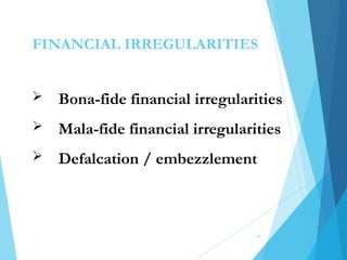 Financial Irregularities Financial Management & Budget.ppt for training | PPT