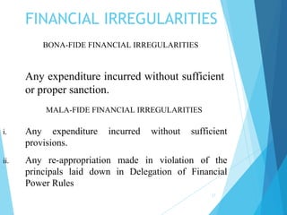 Financial Irregularities Financial Management & Budget.ppt for training | PPT