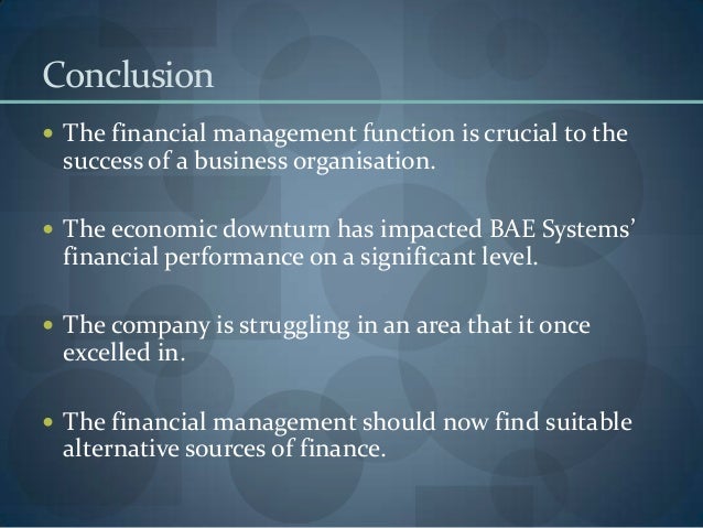 Conclusion and recommendation for financial management picture