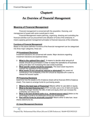 Financial management notes by m.riaz khan 03139533123 (1) | PDF