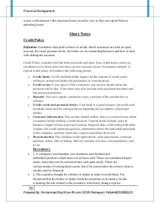 Financial management notes by m.riaz khan 03139533123 (1) | PDF