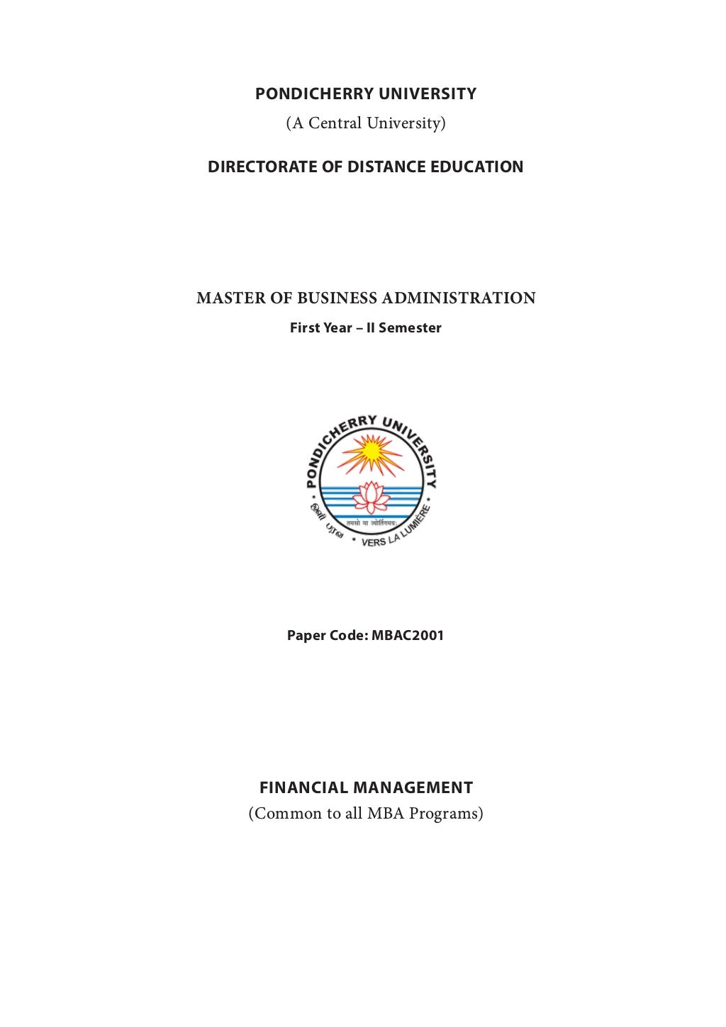 Financial Management Notes Pdf