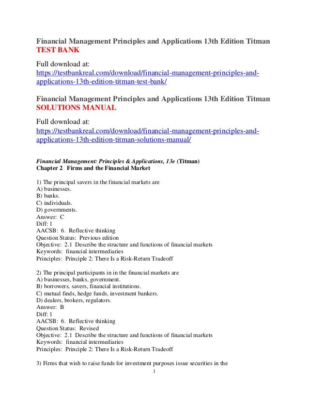 financial management principles and applications 13th financial management applications