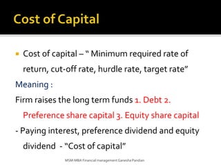 Cut Off Rate Financial management unit 2 Investment Decisions | PPTX