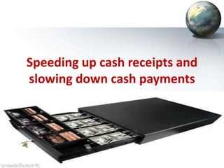Speeding up cash receipts and
slowing down cash payments
 