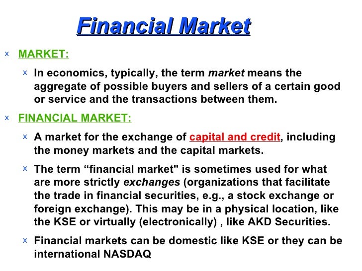 what is financial market essay