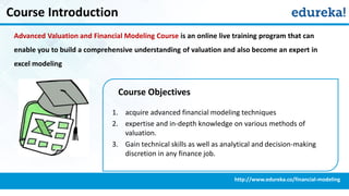 Course Introduction
Advanced Valuation and Financial Modeling Course is an online live training program that can
enable yo...