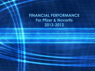 FINANCIAL PERFORMANCE
For Pfizer & Novartis
2013-2012
 