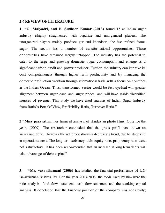 literature review financial performance