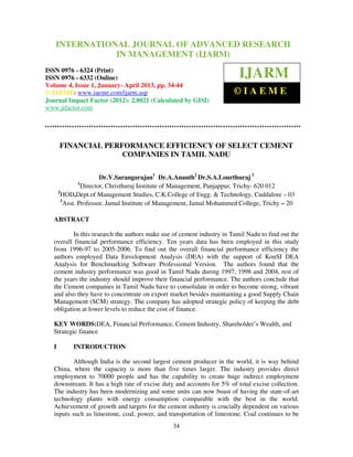 Financial performance efficiency of select cement companies in tamil ...