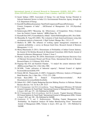 Financial performance efficiency of select cement companies in tamil ...