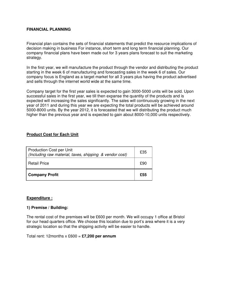 Do costing business plan