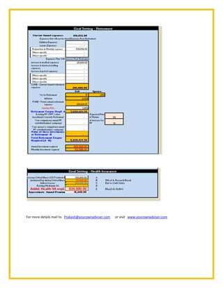For more details mail to Prakash@yourownadviser.com   or visit www.yourownadviser.com
 