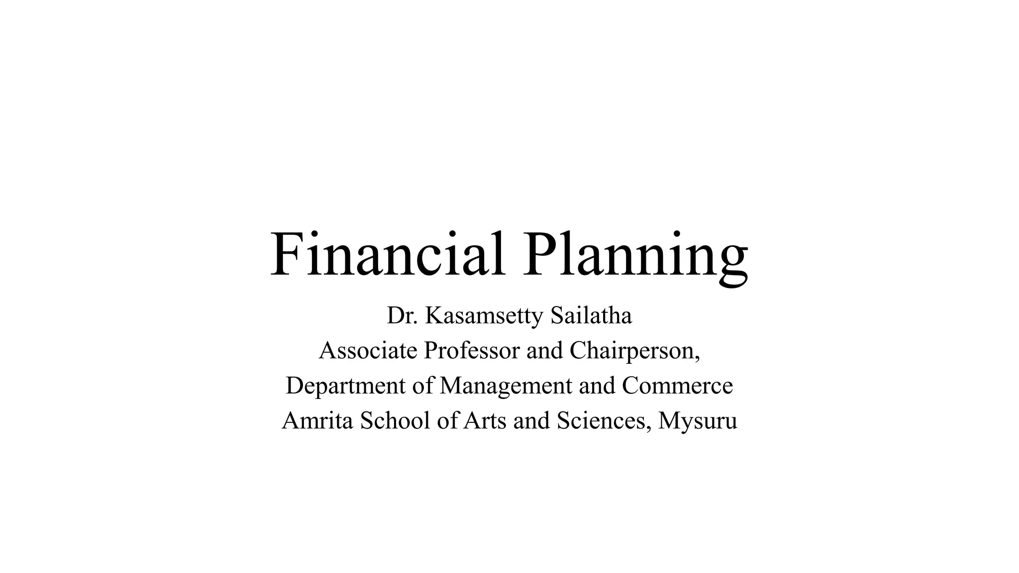 Financial planning PPT