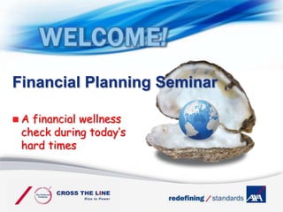 WELCOME!
Financial Planning Seminar

A financial wellness
 check during today’s
 hard times
 