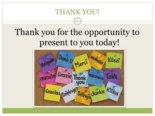 THANK YOU!
61
Thank you for the opportunity to
present to you today!
 
