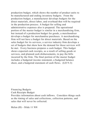 Financial Planning and Analysis The Master Budget Chapt.docx