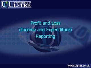 Profit and Loss (Income and Expenditure) Reporting 