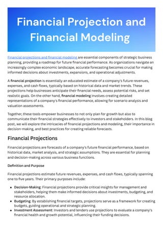 Financial Projection and Financial Modeling A Comprehensive Overview | PDF