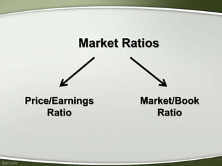 Price/Earnings
Ratio
Market Ratios
Market/Book
Ratio
 