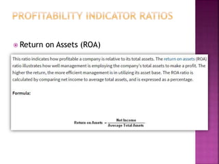  Return on Assets (ROA)
 