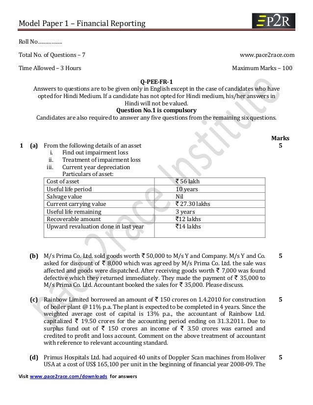financial reporting model paper