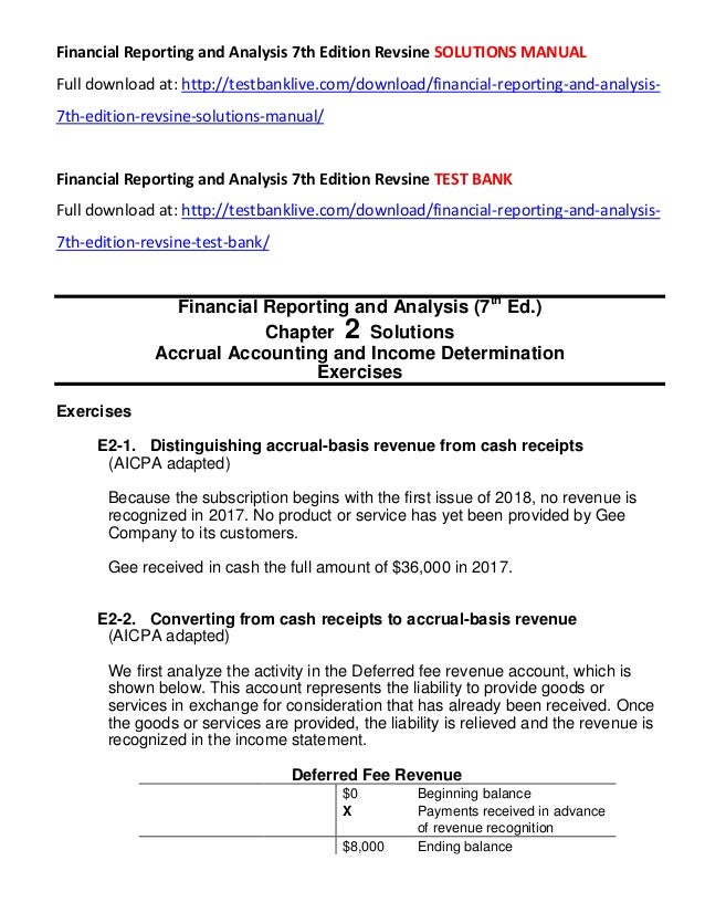 Financial Reporting And Analysis 7th Edition Revsine Solutions Manual Financial Reporting And Analysis 7th Edition Revsine Solutions Manual