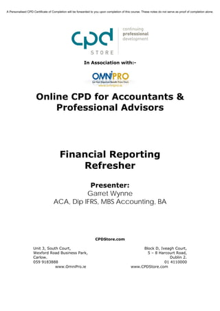 Financial Reporting Refresher
