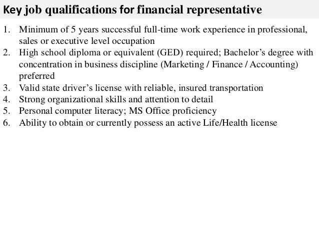 Financial Representative Job Description