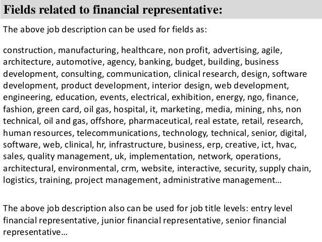 8 fields related to financial representative