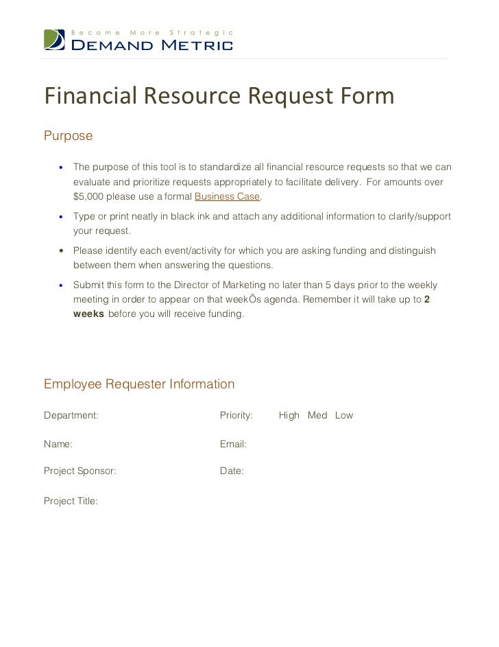 Financial Resource Request Form