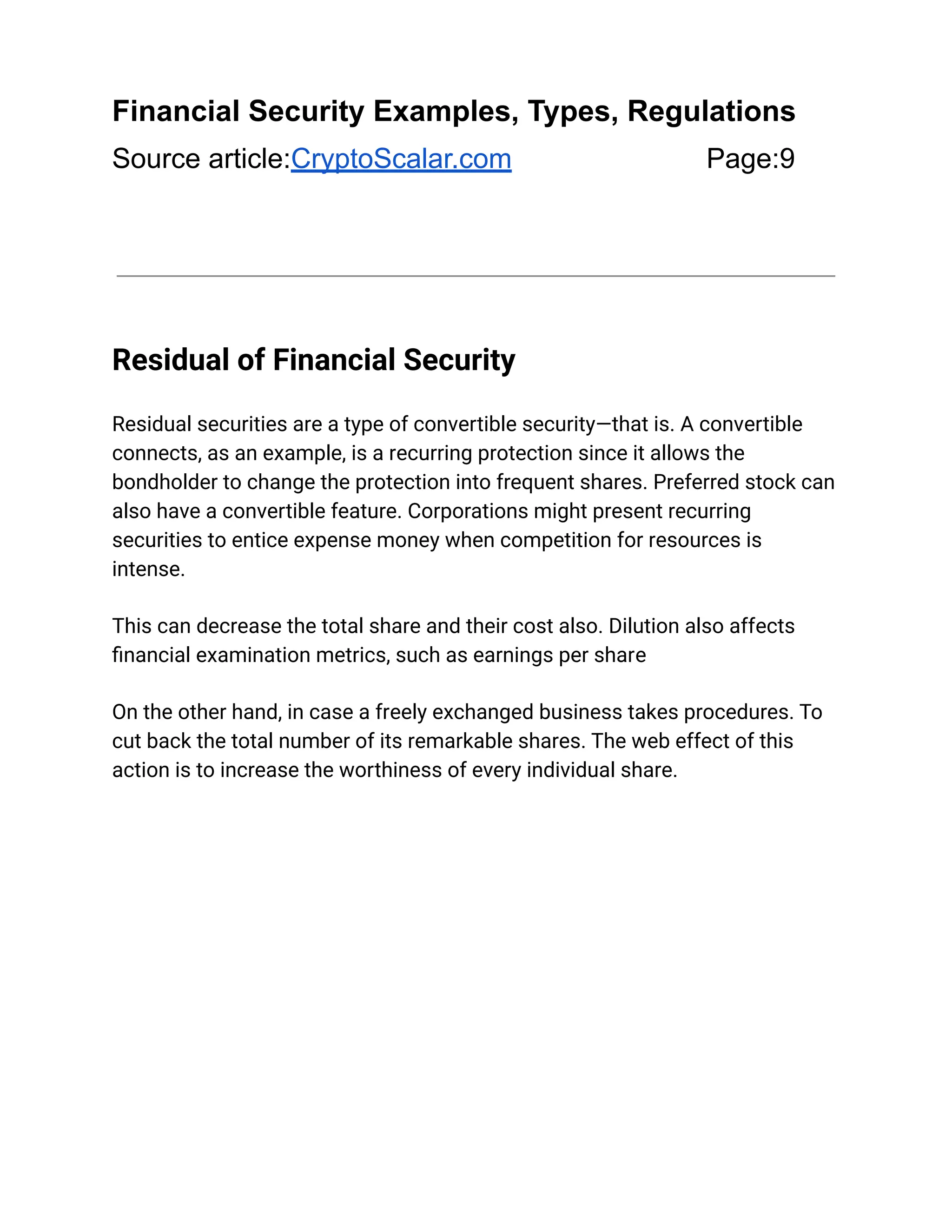 Financial Security Examples, Types, Regulations | PDF | Stocks and ...