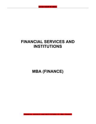 Financial services and institutions mba(fin)