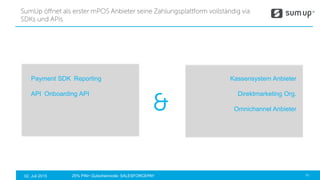 25% PIN+ Gutscheincode: SALESFORCEPAY02. Juli 2015
Payment SDK Reporting
API Onboarding API
Kassensystem Anbieter
Direktmarketing Org.
Omnichannel Anbieter
 
