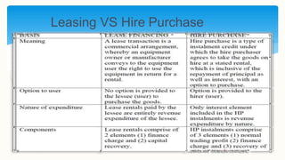 Leasing VS Hire Purchase
 