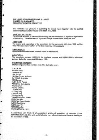 Financial statement (1995 96)