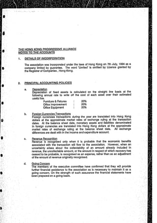 Financial statement (1995 96)