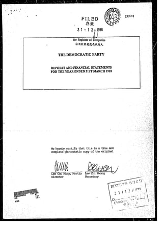 Financial statement (1997 98)