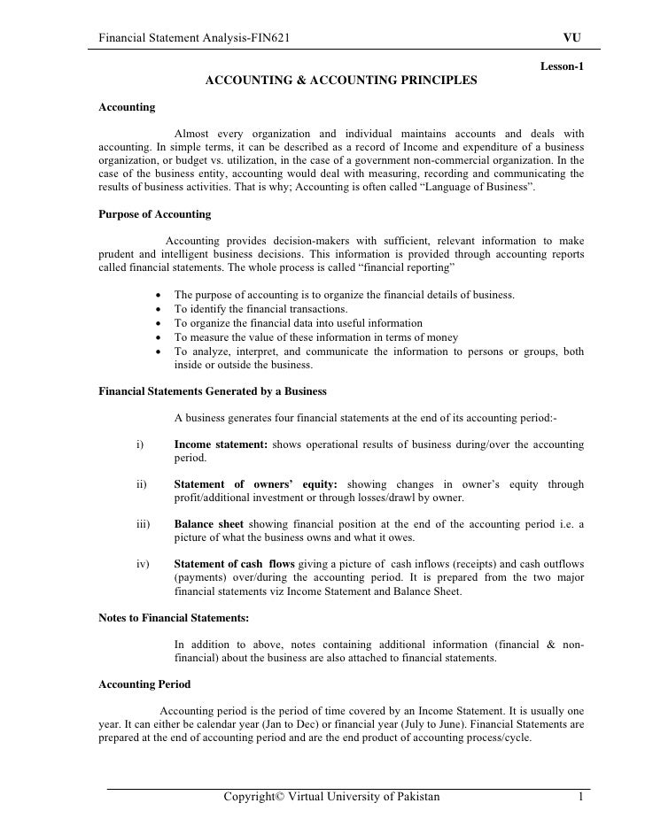 sample financial reporting
