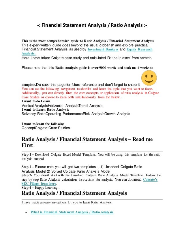 financial ratios analysis template