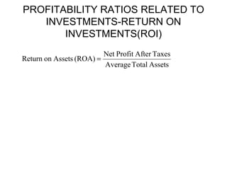 PROFITABILITY RATIOS RELATED TO INVESTMENTS-RETURN ON INVESTMENTS(ROI) 