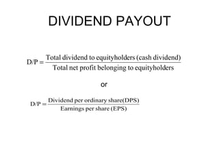DIVIDEND PAYOUT or 