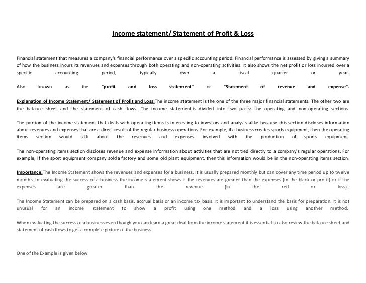 income statement shows